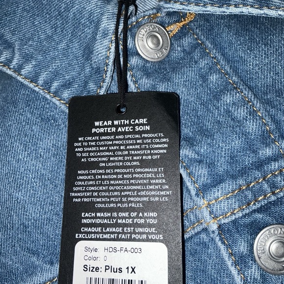 Hudson Los Angeles Denim Button Up Jean Trucker Jacket Women's Size  XL/1X NEW - Picture 5 of 11
